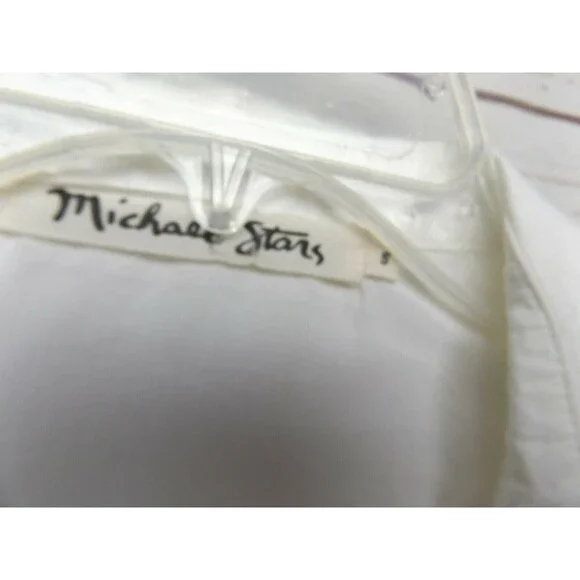 Michael Stars Classic White V-Neck Cotton Shirt Top Tunic - Picture 4 of 4